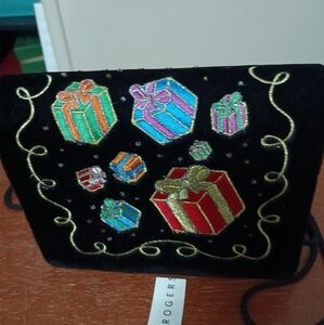 Kim Rogers Evening Bag NWT Black Velvet Beaded Dinner Bag Christmas